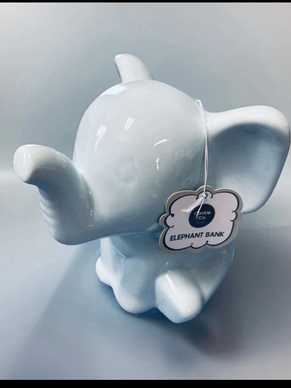 NWT Elephant Ceramic Coin Bank-Blue~Cookie & Co~12”~ Baby Gift-